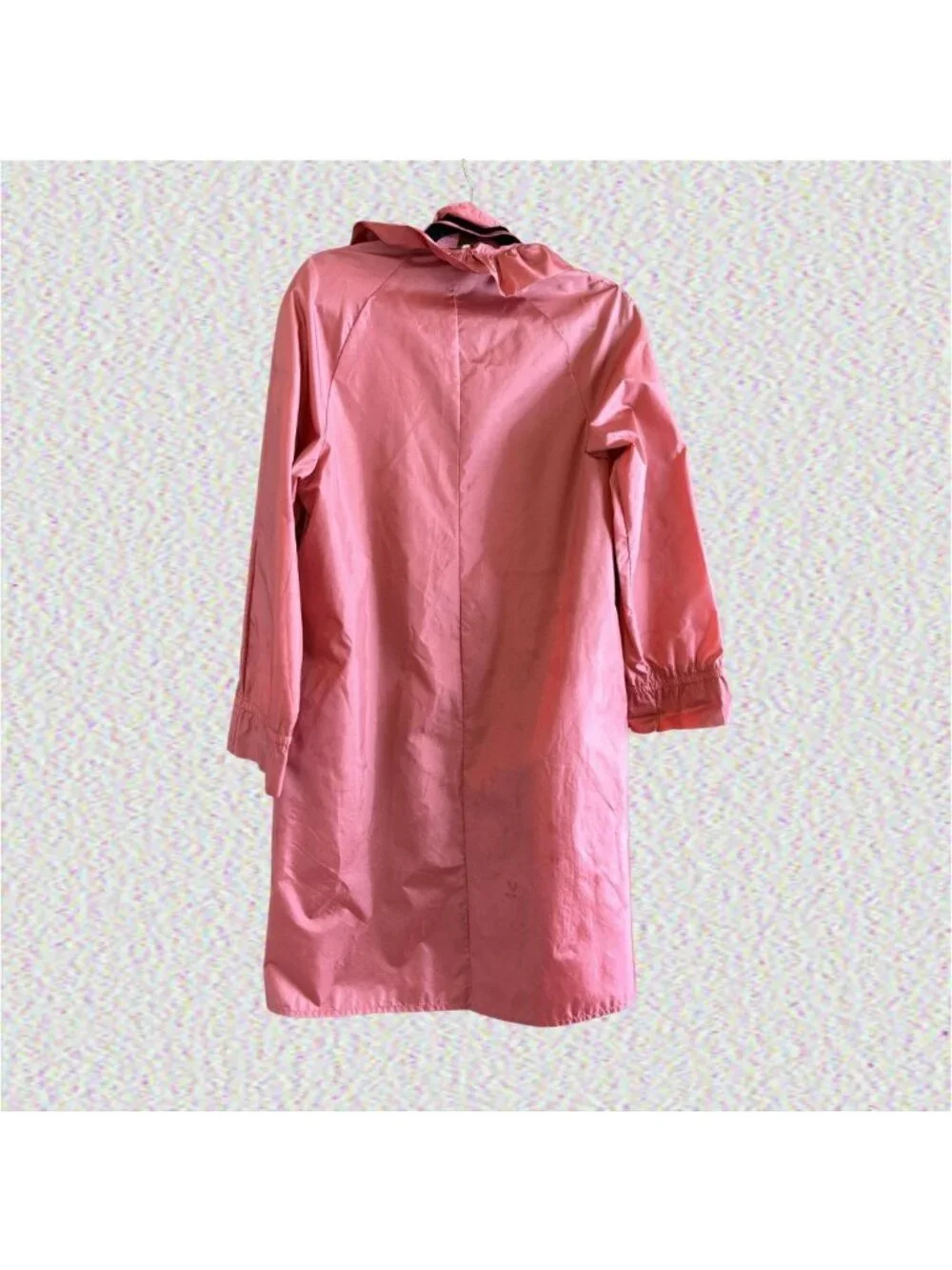 Vintage 1980s Totes Coat Pink Nylon Ruffle Trench Raincoat - Packable Unlined Si - Picture 3 of 12